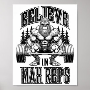 Bigfoot Gym Tro På Max Reps Dödlyft Bodybuild Poster