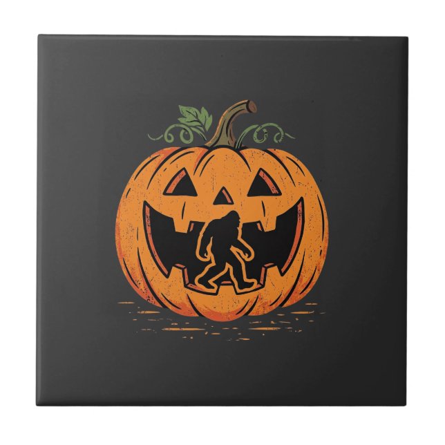 Bigfoot Halloween-pumpa Silhuett Design_1 Kakelplatta (Framsidan)