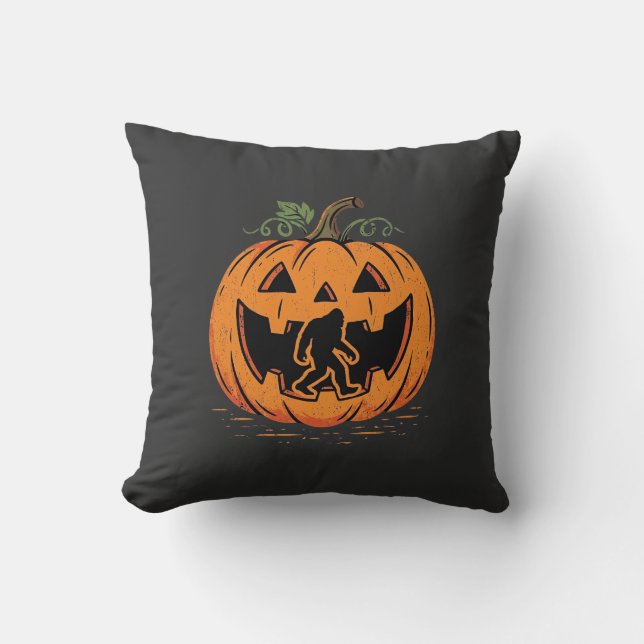 Bigfoot Halloween Pumpa Silhuett Design_1 Kudde (Framsida)