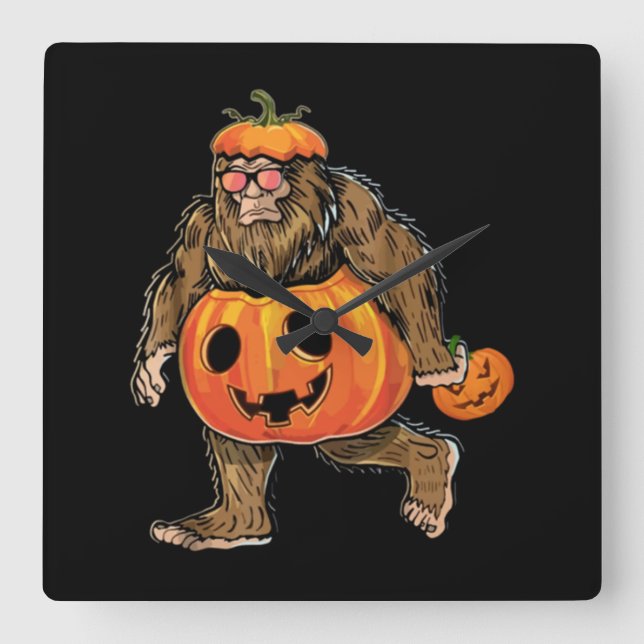 Bigfoot Halloween Pumpkin halloween Fyrkantig Klocka (Framsida)