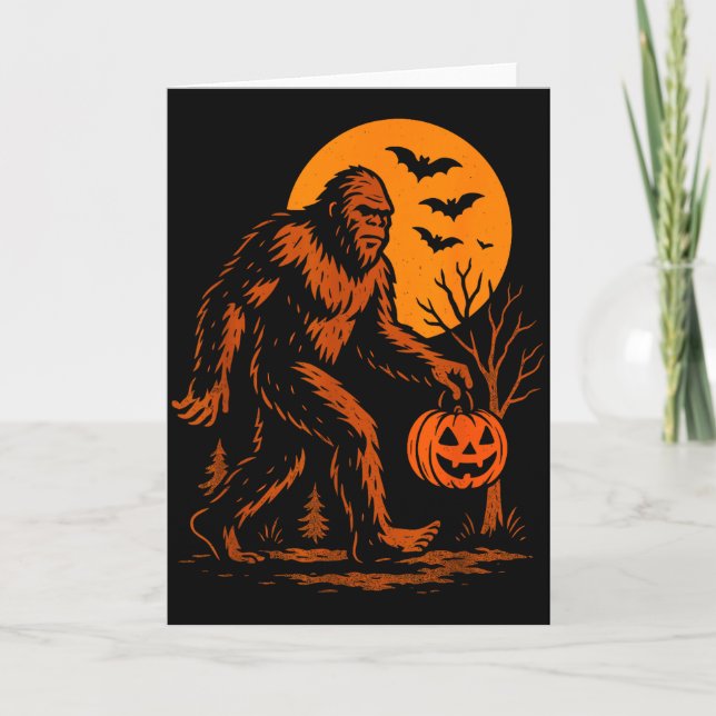 Bigfoot Halloween Sasquatch Jack O Lantern  Kort (Framsida)