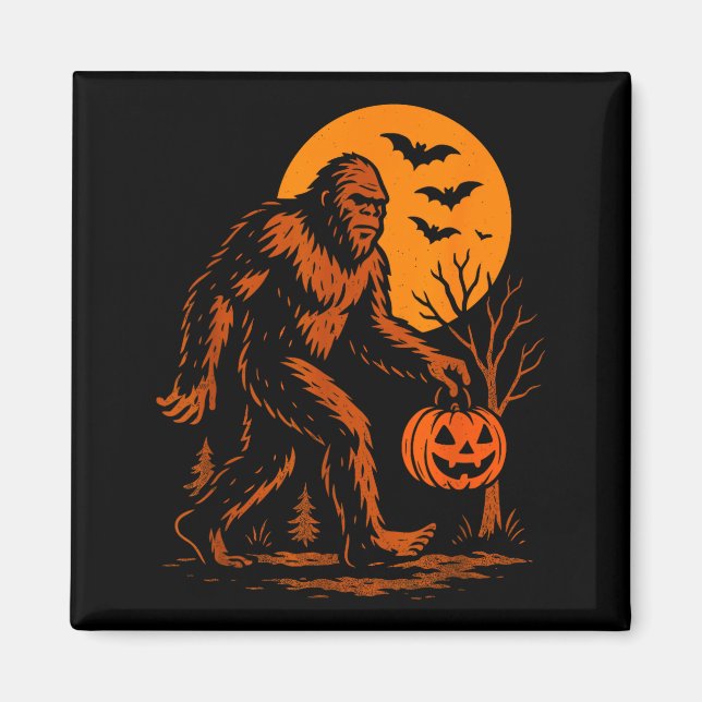 Bigfoot Halloween Sasquatch Jack O Lantern  Magnet (Framsidan)