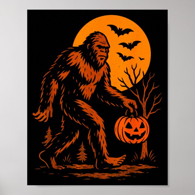 Bigfoot Halloween Sasquatch Jack O Lantern  Poster (Framsidan)