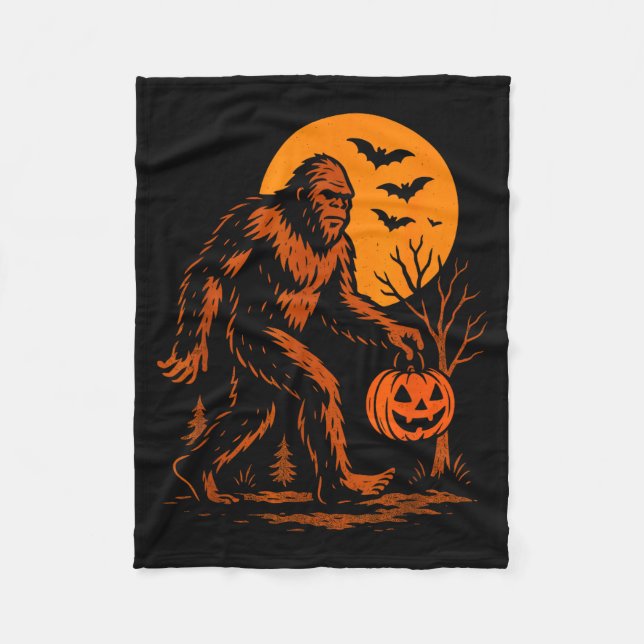 Bigfoot Halloween Sasquatch Jack O Lantern pumpa Fleecefilt (Framsidan)