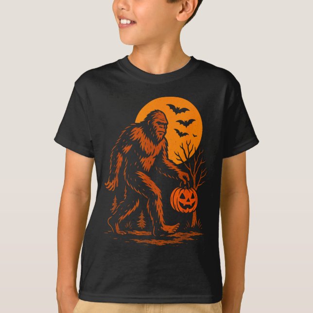 Bigfoot Halloween Sasquatch Jack O Lantern  T Shirt (Framsida)