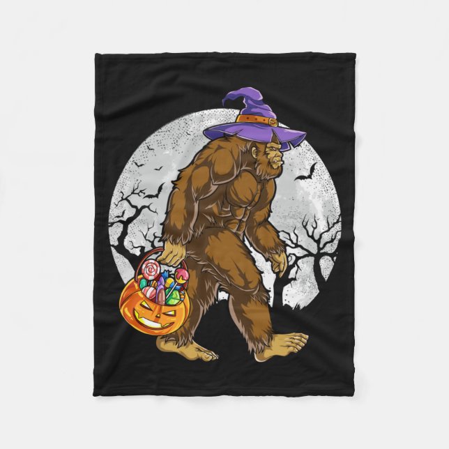 Bigfoot Häxa Pumpa Halloween Flickor Kvinnor Fleecefilt (Framsidan)