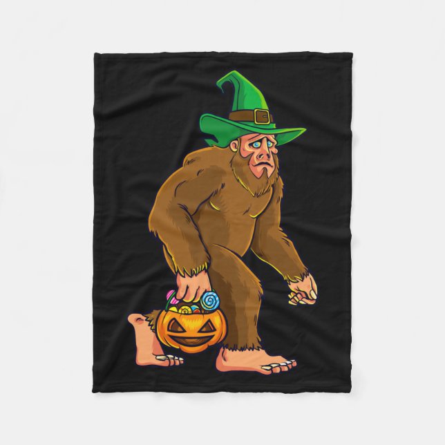 Bigfoot Häxa Pumpa Halloween Flickor Kvinnor Fleecefilt (Framsidan)