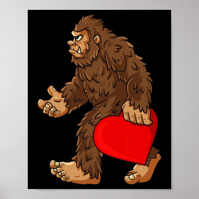 Bigfoot Heart Alla hjärtans dag Boys Girls Kids Sa Poster (Framsidan)