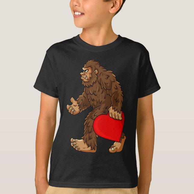 Bigfoot Heart Alla hjärtans dag Boys Girls Kids Sa T Shirt (Framsida)