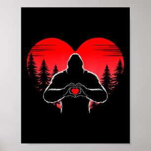 Bigfoot Heart Alla hjärtans dag Sasquatch Kärlek Poster
