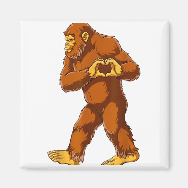 Bigfoot Heart Hands Funny Sasquatch Lover Valentin Magnet (Framsidan)
