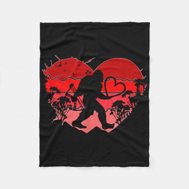 Bigfoot Heart Valentines day Bigfoot Valentine Fleecefilt (Framsidan)