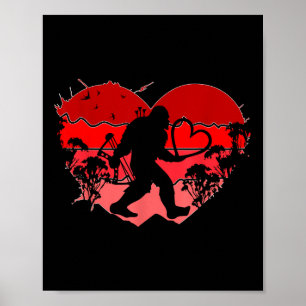 Bigfoot Heart Valentines day Bigfoot Valentine Poster