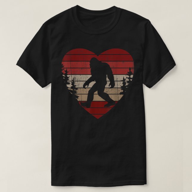 Bigfoot Heart Valentine's Day Boys Girls Kids Love T Shirt (Design framsida)