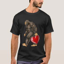 Bigfoot Heart Valentines day Kärlek Sasquatch Funn T Shirt