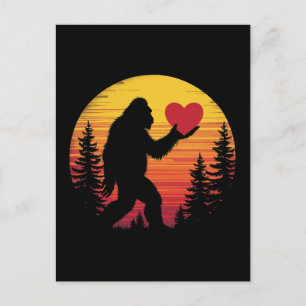 Bigfoot Heart Valentineser Kärlek Sasquatch Sunset Helg Vykort