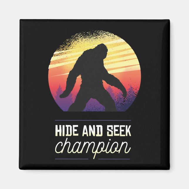 Bigfoot Hide and Seek-mästare - Rolig Yeti-tröj Magnet (Framsidan)