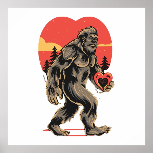 bigfoot hjärta alla hjärtans dag poster (Framsidan)