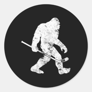 Bigfoot Hockey Vintage Sasquatch Funny Manar Women Runt Klistermärke