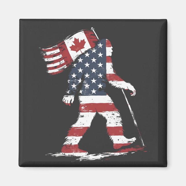 Bigfoot Holding Canada Flagga 51st State Trump Magnet (Framsidan)