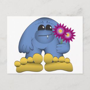 Bigfoot Holding Flowers Vykort