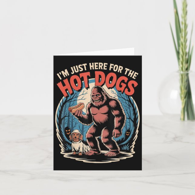 Bigfoot Hotdog Halloween Hund älskare Costume Funn Kort (Framsida)