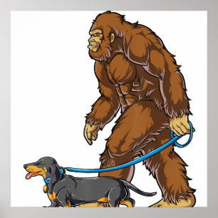 Bigfoot Hund Walk Dachshund T Sasquatch Kids Manar Poster