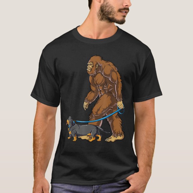 Bigfoot Hund Walk Dachshund T shirt Sasquatch Kids (Framsida)