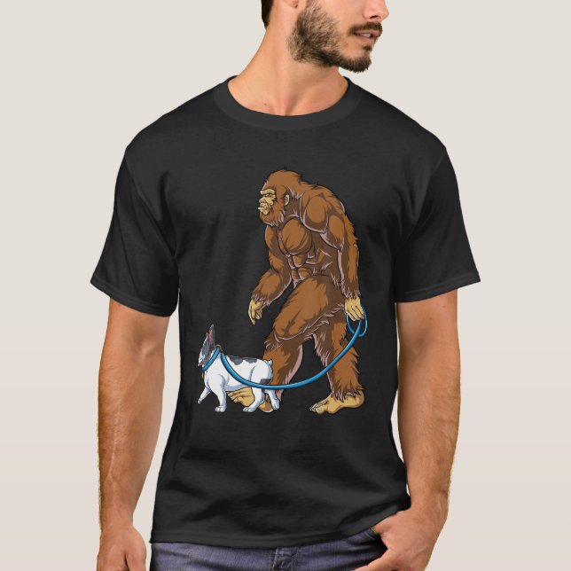 Bigfoot Hund Walk Fransk Bulldog Manar Sasquatch K T Shirt (Framsida)