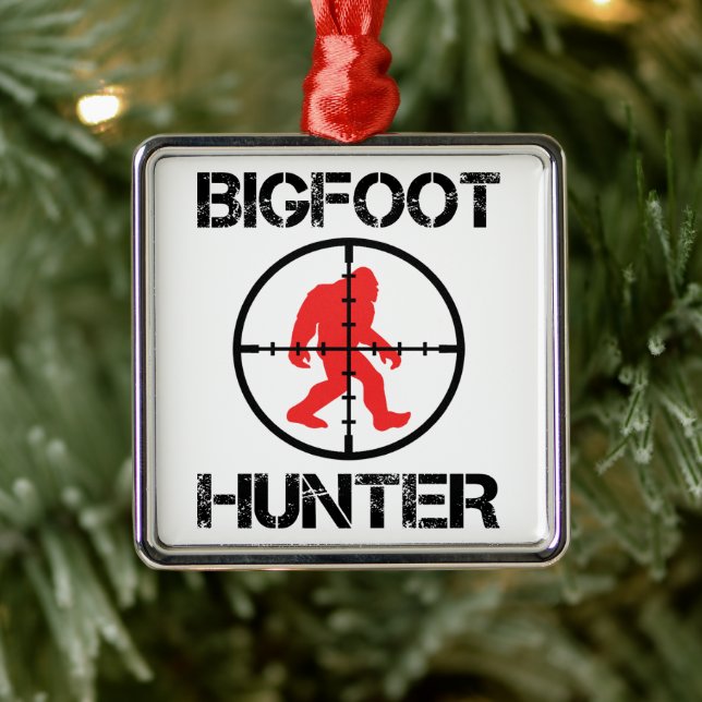 Bigfoot Hunter Funny Bigfoot Älskare Julgransprydnad Metall (Träd)