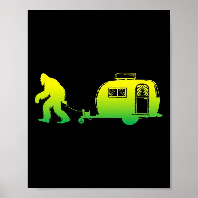 Bigfoot Husbil Camping Sasquatch Campervan G Poster (Framsidan)