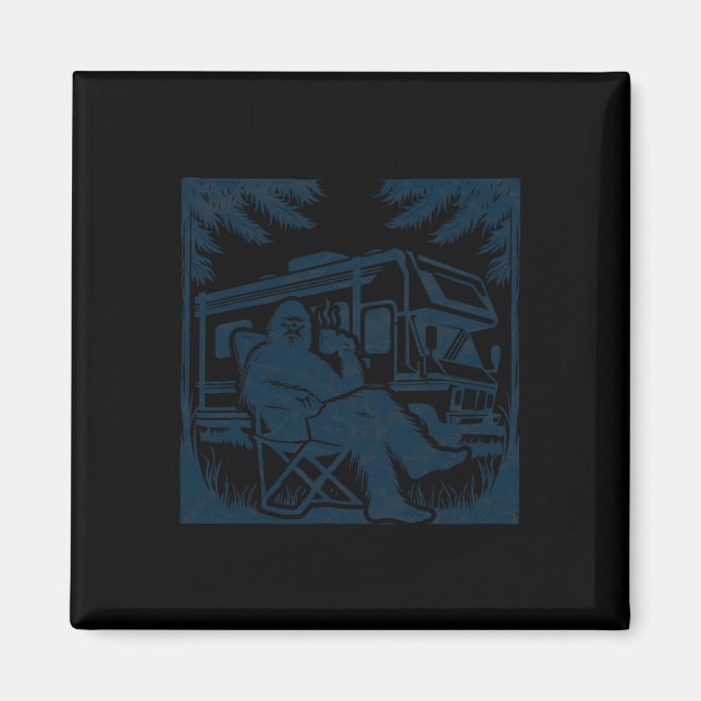 Bigfoot Husbil Camping Sasquatch Campervan  Magnet (Framsidan)
