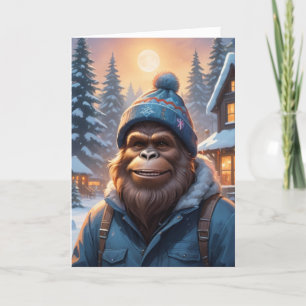 Bigfoot i en Beanie Helgkort