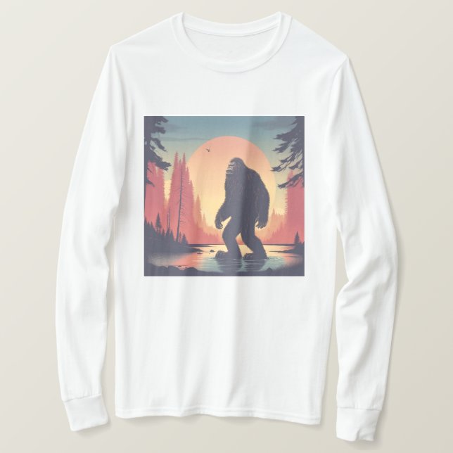 Bigfoot i manarna av skogsområdet Långärmad T Shirt (Design framsida)