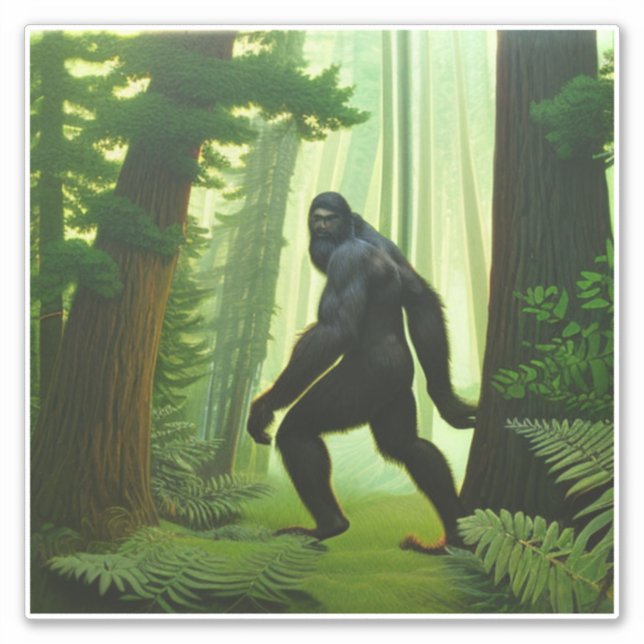 Bigfoot i skogen klistermärken (Framsida)