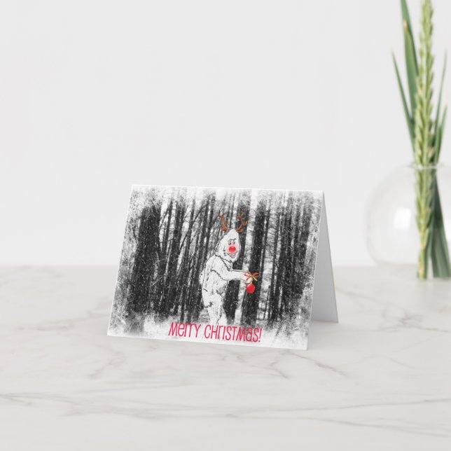 Bigfoot i skogjulkortet helgkort (Framsida)