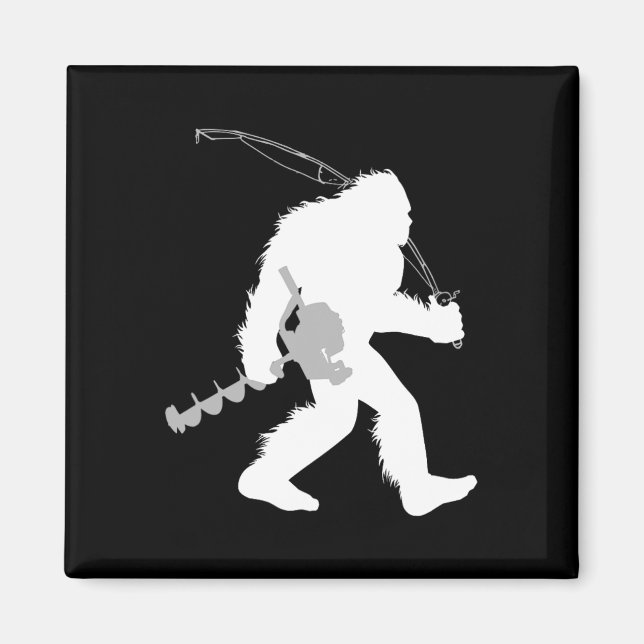 Bigfoot Isfiske Yeti Fiskare Med Borrning A Magnet (Framsidan)