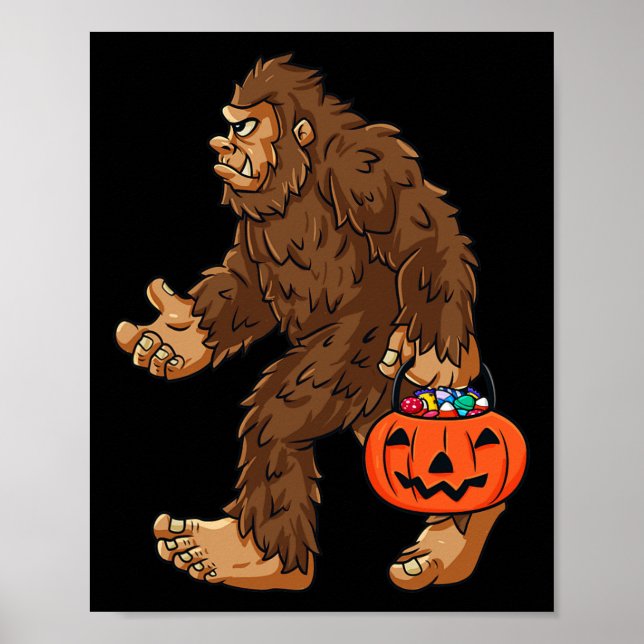 Bigfoot Jack O Lantern Kul Halloween Pojkar Barn S Poster (Framsidan)