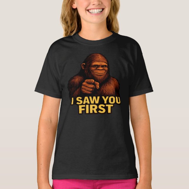 Bigfoot jag såg dig först  t shirt (Framsida)