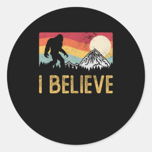 Bigfoot Jag tror på Coola Retro Sasquatch Runt Klistermärke