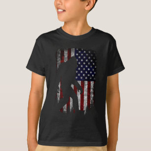 Bigfoot, jag tror Sasquatch American Flagga Silhou T Shirt
