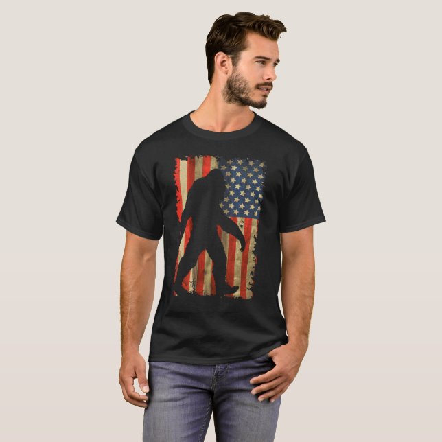 Bigfoot, jag tror Sasquatch American Silhouette T Shirt (Hel framsida)