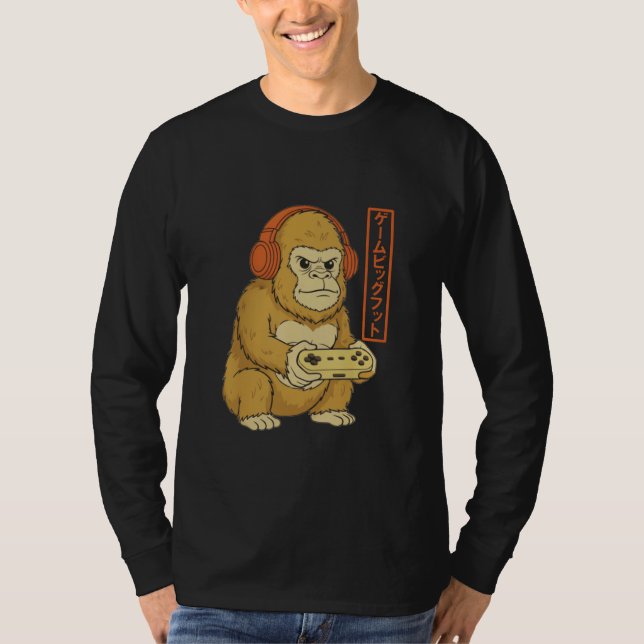 Bigfoot Japanese Gamer Art Men Boy Funny Retro Gam T Shirt (Framsida)