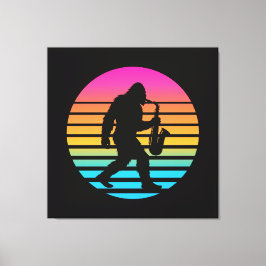 Bigfoot Jazz Saxofon Retro Solnedgång Design Canvastryck