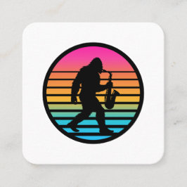 Bigfoot Jazz Saxofon Retro Solnedgång Design Fyrkantigt Visitkort