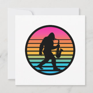 Bigfoot Jazz Saxofon Retro Solnedgång Design Inbjudningar