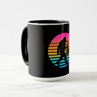 Bigfoot Jazz Saxofon Retro Solnedgång Design Mugg