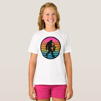 Bigfoot Jazz Saxofon Retro Solnedgång Design Tjej T Shirt