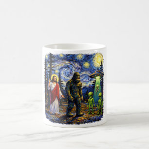Bigfoot Jesus Aliens Stjärnkväll — Sasquatch Van Kaffemugg