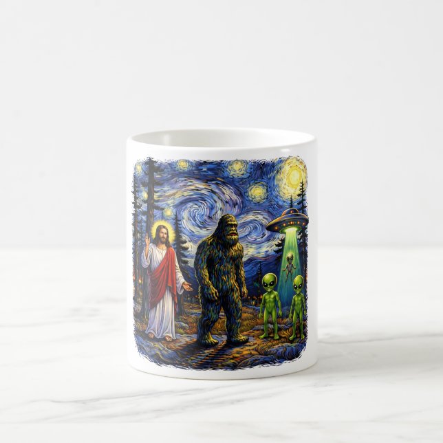 Bigfoot Jesus Aliens Stjärnkväll — Sasquatch Van  Kaffemugg (Center)